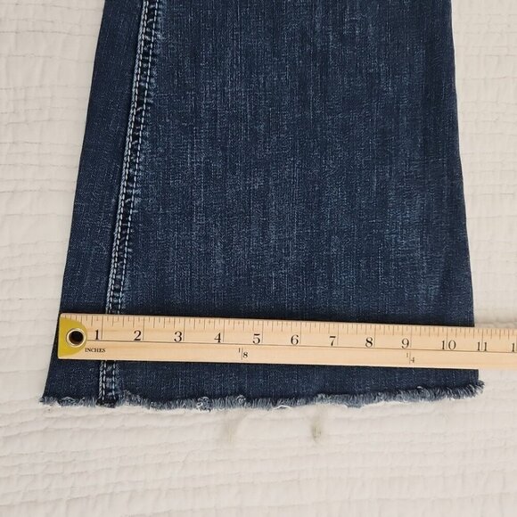Ariat Real Denim Women's Jeans Size 28R Med Wash Flair Leg Raw Hem Heavy Stitch - Picture 8 of 16
